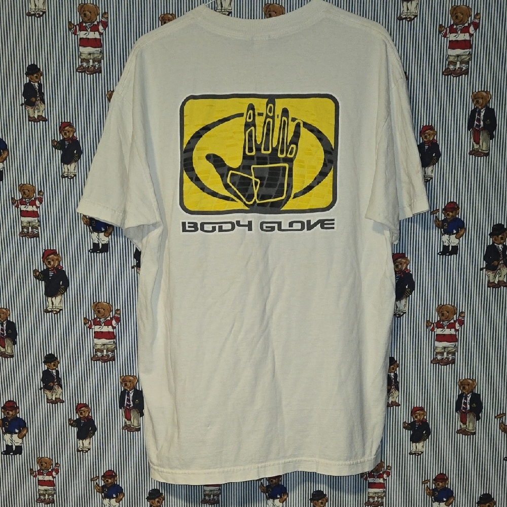 Vintage 90s Body Glove USA All Print Short Sleeve T-shirt Large Puff Print